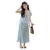 Conjunto Fresco de Verano para Niñas 2026 Nuevo Elegante Conjunto de Tres Piezas con Pantalones de Falda Ancha en Capas para Niños Mayores