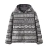 Chaqueta Casual con Capucha Jacquard Fair Isle Estilo Retro Invierno Nuevo Estilo Forro Polar Grueso Cálido Cortavientos Ropa de Forro Polar