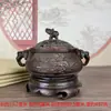 Antiguo Antiguo Bronce Colección Latón Elefante Taiping Base de Loto Soporte Quemador Hogar Quemador Mobiliario del Hogar Decoración