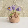 Bolsa de la Suerte Tejida a Crochet Hecha a Mano Transfronteriza Plantas Pequeñas en Maceta Muebles para el Hogar Decoración de Rosa Tejida de Lana Plantas en Maceta Flor Simulada