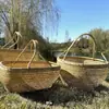 Cesta tejida de bambú hecha a mano Cesta agrícola para verduras Cesta de almacenamiento de producto nativo Cesta para huevos, verduras y frutas