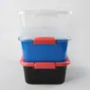 Organizador de brinquedos de plástico portátil de mão com tampa, caixa de armazenamento de plástico transparente, organizador de armazenamento, organizador de mesa