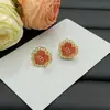 Nuevos Pendientes Dior de Resina con Pasador de Plata, Pendientes de Botón con Letra Cd y Trébol de Cuatro Hojas para Mujer, Pendientes de Alta Calidad Mismo Estilo