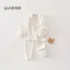 Ropa de bebé, algodón puro Clase A, conjunto de ropa interior de dos piezas para recién nacido, pantalones de cintura alta y cadera ancha, conjunto de ropa de estar unisex para bebé