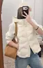 Chaqueta de Algodón Nueva de Invierno 2026, Abrigo de Algodón Falso de Dos Piezas para Mujer, Chaqueta de Algodón con Parches de Manga Tejida, Abrigo Corto Ligero de Algodón para Mujeres Petites