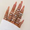 Conjunto de Anéis Femininos Cruzados Criativos Simples de Temperamento Anéis Empilháveis Ajustáveis Abertos com Pedras Strass Inlaid de Alta Qualidade