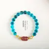 Pulseira Tecida à Mão Colorida de Ágata Coração de Açúcar Design Sensorial Pulseira Pixiu Cheia de Cristal de Morango para Mulheres