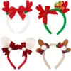 Tiara Fofa de Pelúcia com Galhos de Rena de Natal para Mulheres Fantasia de Festa de Natal Tiara de Orelhas de Veado Tiara Decorações de Natal
