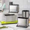 Suporte de hashi de aço inoxidável transfronteiriço, gaiola de hashi compartmentalizada para cozinha, porta-hashi multifuncional, porta-talheres com drenagem, suporte dois em um