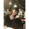 Suéter Básico Dulce de Punto con Cuello en V para Mujer Otoño/Invierno 2025, Top Base de Manga Larga Ajustado para Mujer