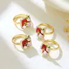 Anillo de flor de cobre con incrustaciones de circón estilo coreano de tres secciones Meizu para mujer, anillo dulce y fresco con flor de goteo de aceite para el dedo índice, accesorio de moda