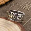 Anillo de hombre dominante, anillo de Sutra del Corazón de Sapo Dorado, anillo de plata tailandesa vintage con incrustaciones de rubí, anillo abierto de cara ancha al por mayor