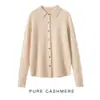 Cardigã de tricô de cashmere liso para mulheres, blusa base afina a silhueta, suéter de estilo suave, elegante casaco para o dia a dia