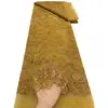 Tecido de malha floral e de plantas em toda a largura com bordado de lantejoulas, renda para vestido de alta qualidade, atacado direto do fabricante