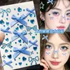 Pegatinas faciales azules con lazos, accesorios faciales para los conciertos de Zhou Shen y Zhang Jie, pegatinas de diamantes, pegatinas faciales de maquillaje de apoyo