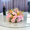 Mesa Redonda de Comedor para Hotel con Flores en el Centro, Mesa Redonda de Restaurante Flores en Mesa, Decoración de Banquete, Arte Floral, Decoraciones de Mesa para Sala de Conferencias, Flores