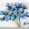 Rosas de Creme Simuladas de 3 Cabeças, Decoração de Fundo para Casamento, Arranjo de Flores para Guia de Estrada, Flores de Seda Estilo Europeu para Casamento, Flores Artificiais