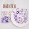 Kit de material para accesorio hecho a mano semiacabado, serie rosa, colgante de cuentas DIY, anillo de llavero, gancho, cadena para cordón de teléfono móvil