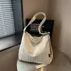 Nueva Bolsa de Tela Casual de Gran Capacidad Estilo Coreano Estilo Perezoso Color Crema Ins Dulce para Viajes Compras Bolso Tote de Hombro Único
