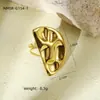 Anillo abierto de metal texturizado estilo oceánico de acero inoxidable europeo y americano transfronterizo para mujer, joyería de diseño de moda de nicho al por mayor