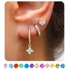 Pendientes de aro de cartílago transfronterizos de Amazon, pendientes de piedra de nacimiento, conjunto de pendientes multicolor de moda y simple para mujer