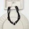 Collar Gargantilla Elegante de Múltiples Capas Negro Diseño de Nicho Ins Cadena para Clavícula para Mujer