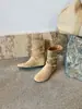 Botas de color caqui, que aumentan la altura, de suela gruesa para mujer, nueva colección de otoño 2026, perfectas con faldas, con un diseño de botín corto, retro y moderno