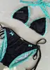 [2 colores] Nuevo bikini de moda con lunares, ribete de volantes y colores contrastantes, perfecto para un look fresco y elegante para vacaciones y salidas a la playa