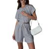 Conjunto de Shorts de Verano Nuevo Color Sólido con Cremallera, Capucha y Cintura Elástica con Cordón para Comercio Exterior Europeo y Americano Pg3701
