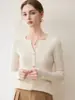 Cárdigan de Cachemira para Mujer 2026 Otoño/Invierno Nuevo Cuello Redondo Suave y Pegajoso Manga Larga Tejido de Punto Abotonado Top Corto Abrigo