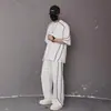 Verão Novo Cor Contrastante Design Lateral Estilo Esportivo Uso Diário Conjunto de Duas Peças Simples Calças de Manga Curta para terno Homens