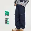 Calça Casual Plissada Estilo Americano Workwear para Meninos Outono 2026, Calça Esportiva Solta da Moda para Crianças Outono
