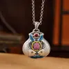 Pingente Nacional da Moda S999 Prata Pura Esmaltada Peixe Duplo da Sorte Pingente Seiko Ruyi Caractere Fu Colar Longo Outono e Inverno Novo