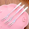 Tenedor de Fruta de Acero Inoxidable\Pinchos de Fruta con Estilo\Tenedor Pequeño de Postre para Pasteles Lunares y Pasteles, Tenedor de Postre, Tenedor de Fruta de Dos Púas