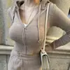 Corea del Sur Dongdaemun Elegante Ajustado Sexy Figura Corto Manga Larga Con Capucha Cárdigan Micro-pantalones de Chándal Conjunto de Punto Mujer