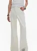 Calça Jeans Bordada Branca para Homens e Mulheres, Calça com Vibe High Street Americana para Primavera e Outono, Cleanfit, Calça Ligeiramente Flare