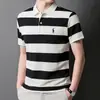 Camisa Polo de Manga Corta Transfronteriza para Hombre Verano Casual Rayas Cuello con Solapa Bordado Camiseta Polo Ropa para Hombre en Stock Venta al por Mayor