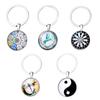 Criativo Retro Yin Yang Tai Chi Chaveiro Teia de Aranha Tempo Gem Libélula Chaveiro Pingente