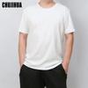 Calidad Básica Blanco T320G Textura Pesada Algodón Peinado Manga Corta Algodón Puro Holgado Casual Para Hombres y Mujeres Verano