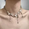 Colar de Estrela com Pérolas Irregulares Estilo Barroco, Costura de Luxo Leve, Corrente Elegante para Clavícula com Borla, Corrente de Pescoço com Design Personalizado