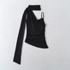 Xz2556-25 Estilo Hombro Inclinado Cuello Oscilante Cinta en el Cuello Halter Cintura Diseño de Hombro Inclinado Tirantes Chaleco sin Mangas