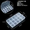 Caja de almacenamiento de escritorio de plástico con rejilla, 10, 15 y 24 botones transparentes, para accesorios de pesca, joyería y cosméticos.