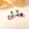 Pendientes de Corazón de Cereza con Circonita Estilo Coreano para Mujer, Pendientes de Lujo Ligero Modernos y Únicos, Pendientes de Diseño de Nicho, Estilo Pareja