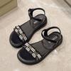 Sandalias de Cuña con Pedrería Verano 2025 Nuevas Zapatos Romanos de Mujer Estilo Hada Suela Gruesa Zapatos de Plataforma para Mujer