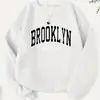 Tamanho UE Tamanho UE Moletom com Estampa Brooklyn, Manga Longa Casual Cr