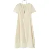 Vestido de Verano 2026 Nuevo Estilo Francés Inno para Tallas Grandes con Cuello Cuadrado y Cinturón para Mujer, Fresco de Tencel, de Longitud Media 264886