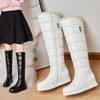 Estilo Novo Outono e Inverno Zíper Lateral Longo Impermeável Sapatos de Algodão para Mulheres Quentes de Inverno Botas Acima do Joelho Botas de Neve Engrossadas Botas Femininas de Tamanho Grande
