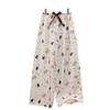 Pantalones de Pijama de Algodón Perlado para Mujer Verano Nuevo Dibujos Animados Pantalones para Casa Delgados para Usar en Exterior Pantalones Antimosquitos Talla Grande Sueltos Pantalones Largos