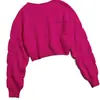 Novo Suéter de Tricô com Gola Redonda para Primavera e Outono, Estilo Europeu e Americano, Cor Sólida, Pulôver para o Trabalho, Moda Feminina Curta Versátil e Tendência