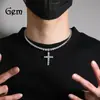Collar Cruz Minimalista Personalizado de Gran Venta Transfronteriza, Cadena de Tenis Completa de Diamantes de Lujo Ligero, Collar Brillante para Clavícula, Moderno